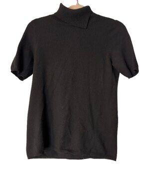 Cashmere Short Sleeve Sweater, Black